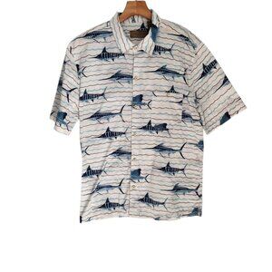 Clearwater Outfitters Shirt Fish Print Swordfish Sailfish Baja Button Up XL EUC
